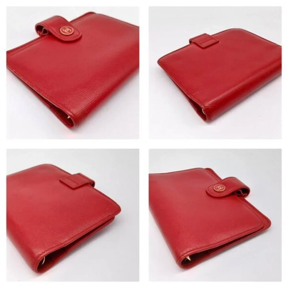 Chanel Caviar leather Ring Agenda Red Wallet Card 185-092025 - Picture 5 of 15